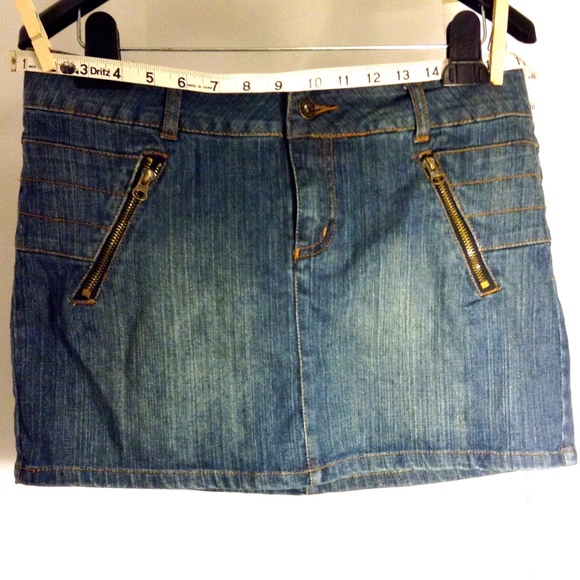 Ghosts & Angels Mini Jean Skirt Zippers Pockets - Picture 3 of 8